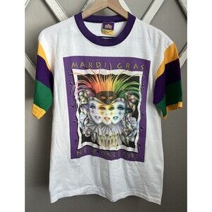 Mardi Gras Graphic Short Sleeve Tee - Purple/Green/Yellow